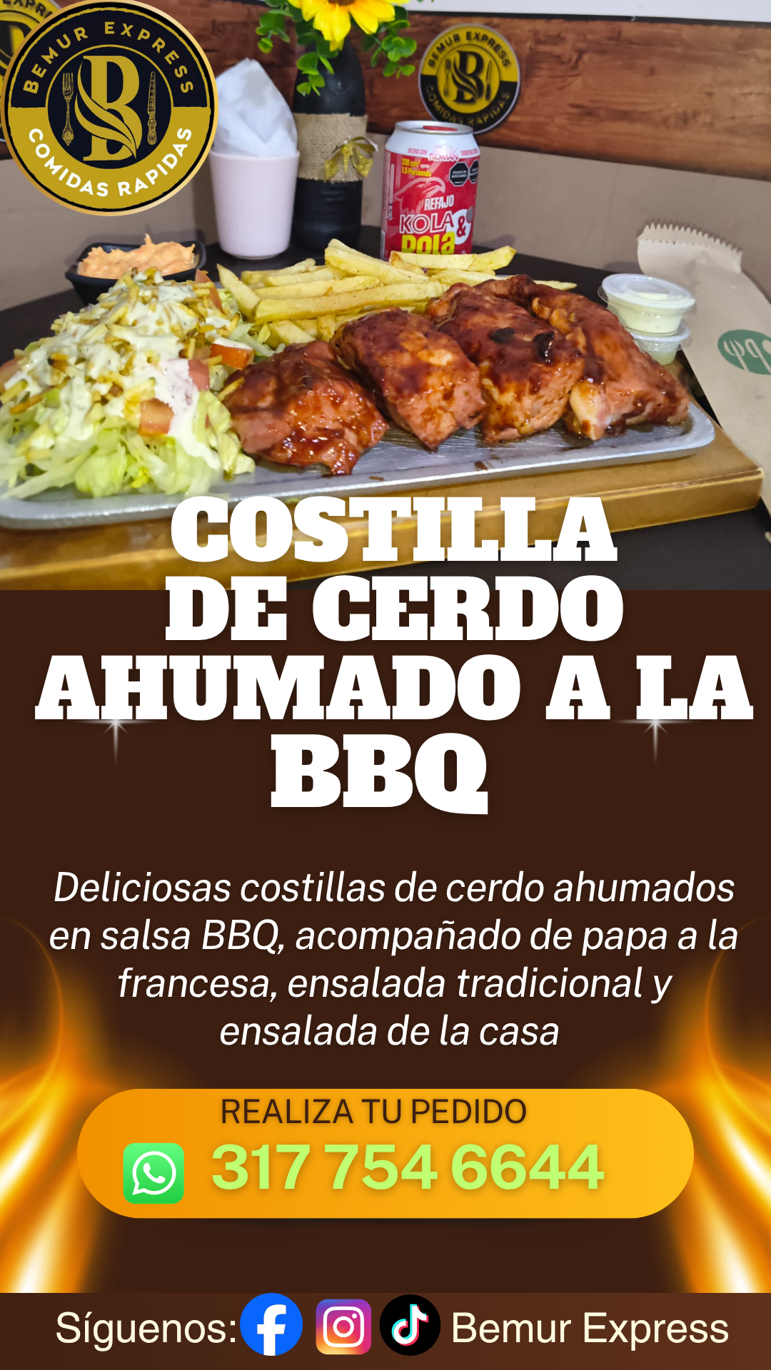 Costillas de cerdo ahumadas a la BBQ